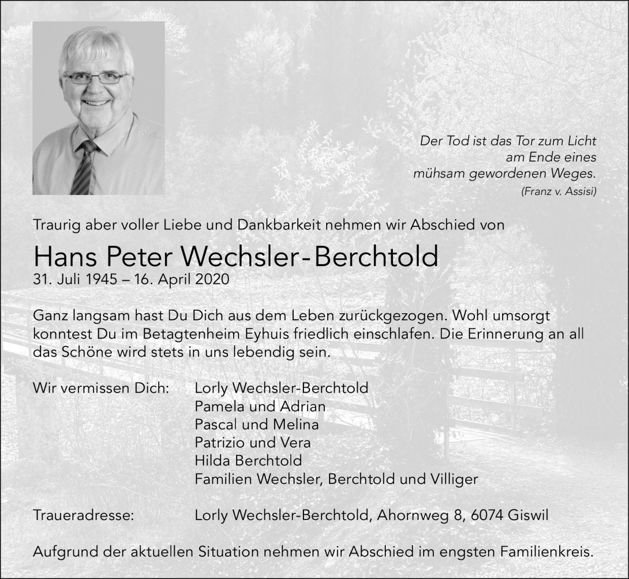 Hans Peter Wechsler-Berchtold