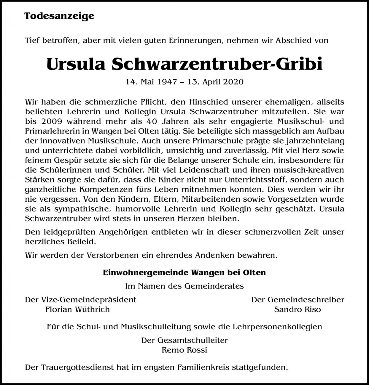 Ursula Schwarzentruber-Gribi