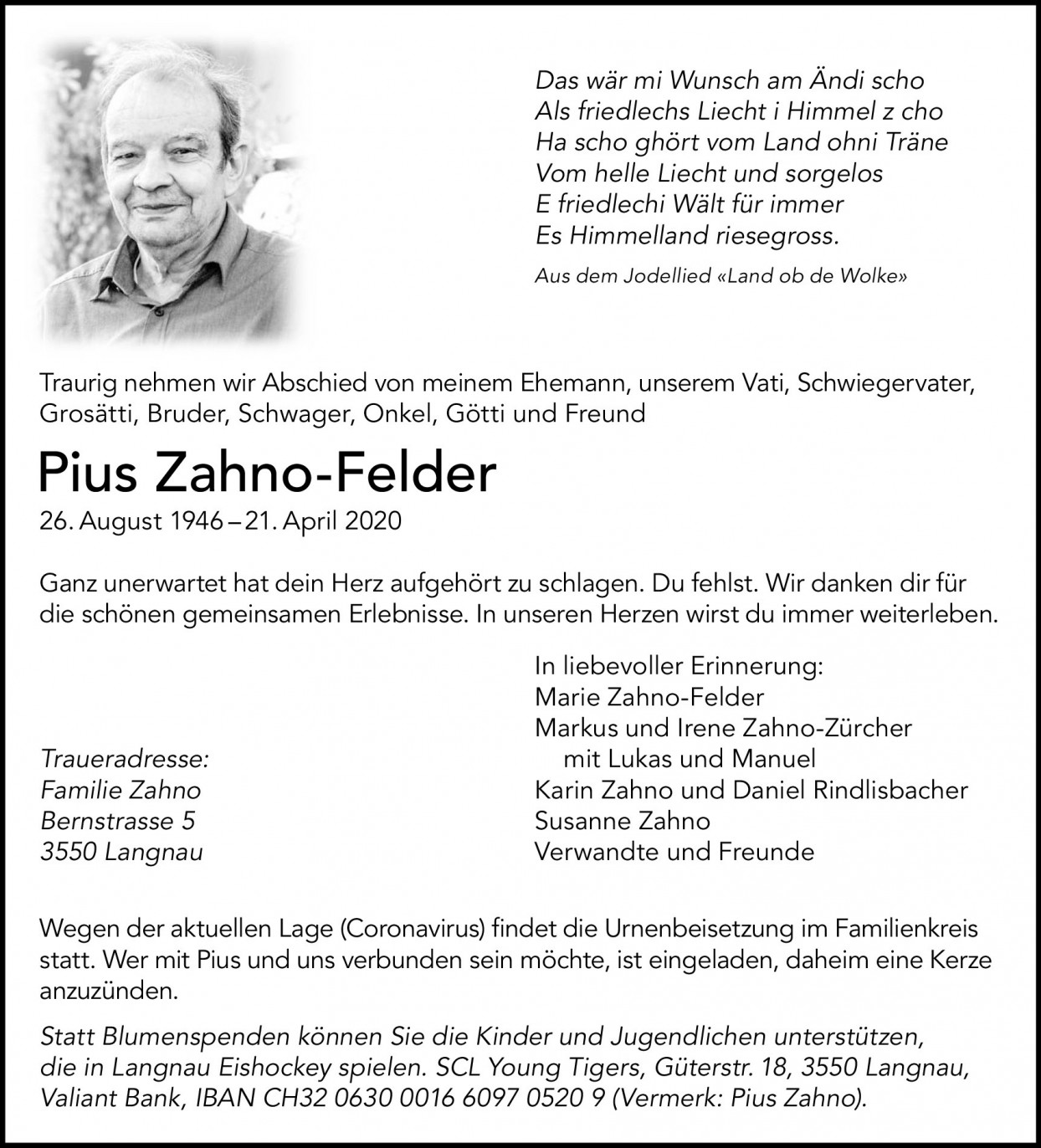 Pius Zahno-Felder