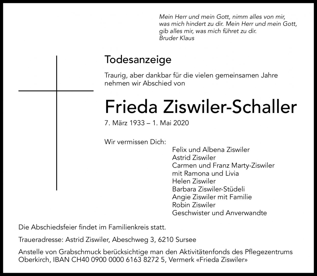 Frieda Ziswiler-Schaller