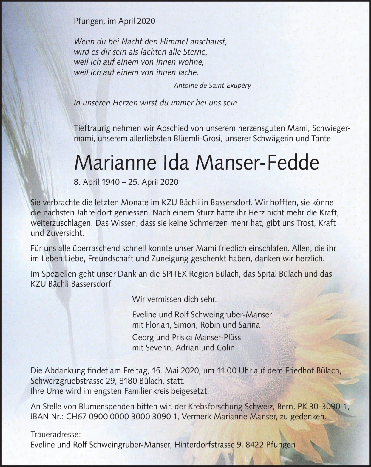 Marianne Ida Manser-Fedde