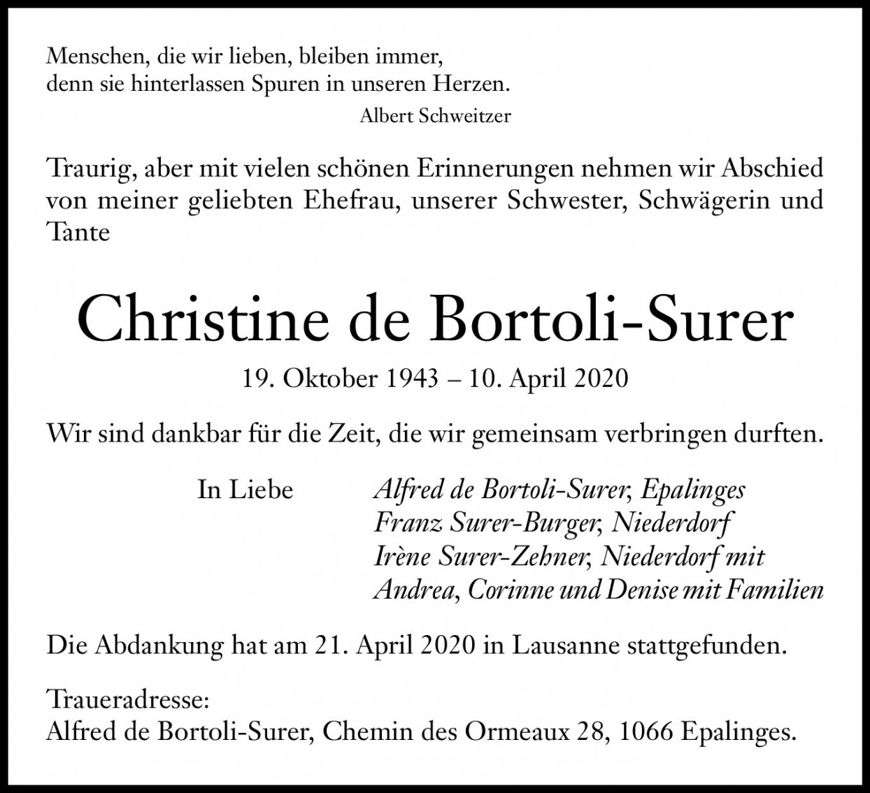 Christine de Bortoli-Surer