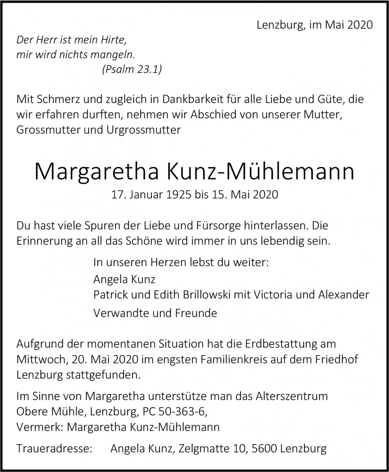 Margaretha Kunz-Mühlemann