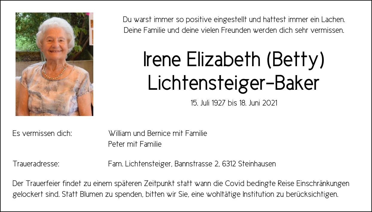 Irene Elizabeth Betty Lichtensteiger